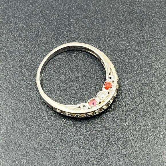 M M Signed Sterling Silver 925 Multicolor CZ Half Eternity Band Ring Sz 6.25 - Picture 13 of 15